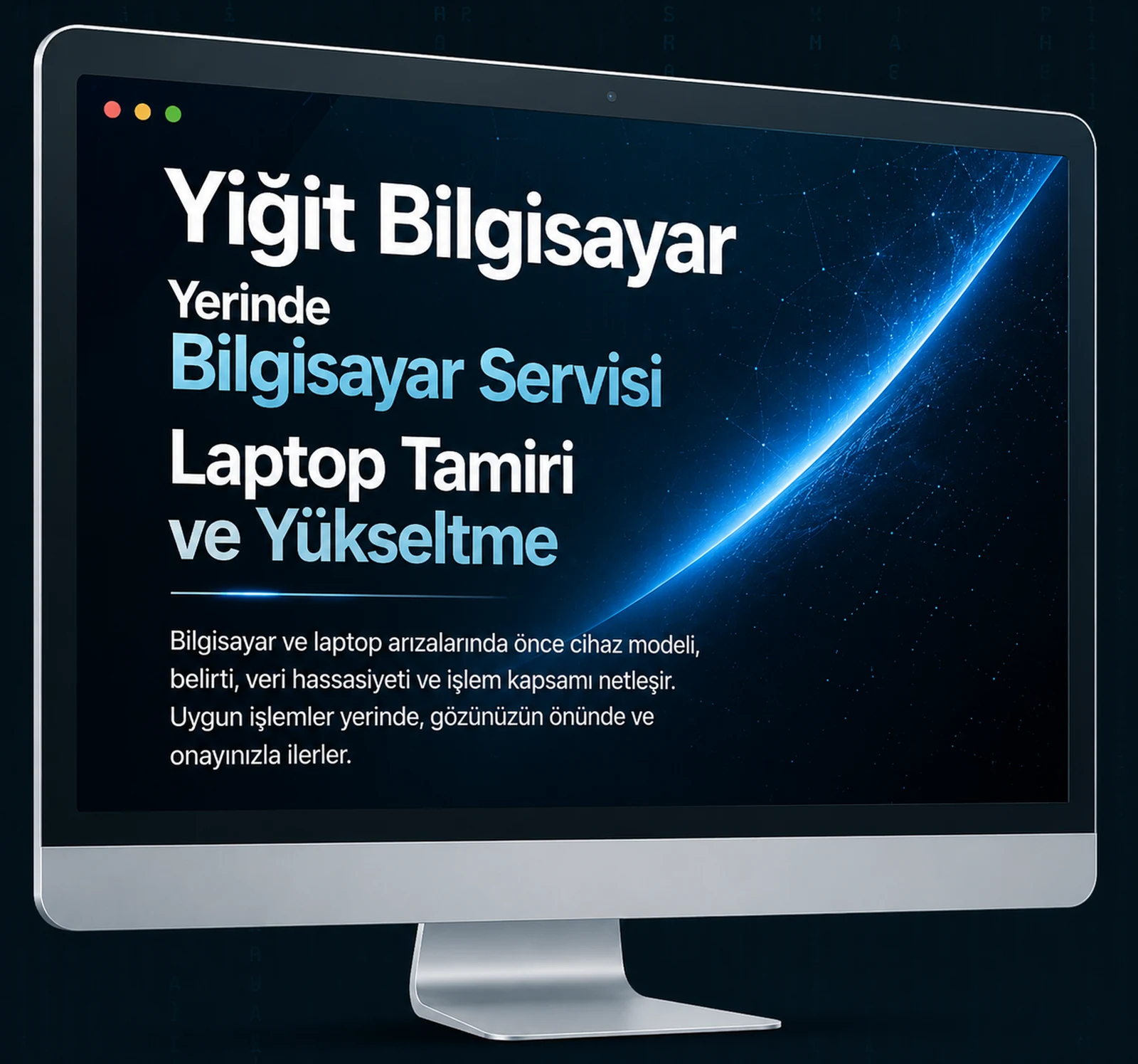 Yiğit Bilgisayar yerinde bilgisayar servisi, laptop tamiri ve yükseltme ekran sunumu